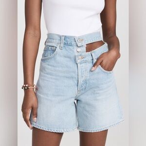 Agolde  Broken Waistband Short in
Attempt,  Light Blue Denim Women's Shorts